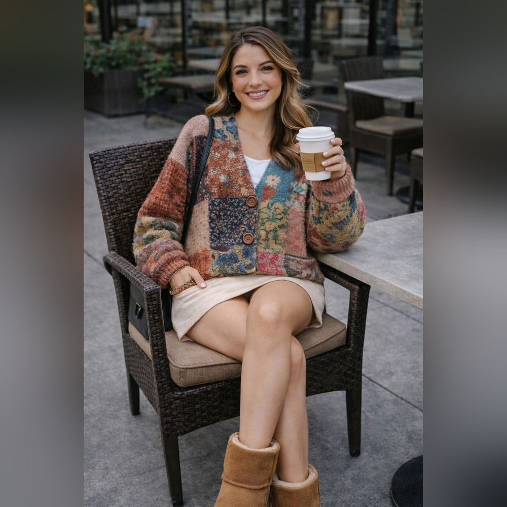 Womans Buykud Oversized Pullover Sweater w Cardigan Look - Pockets NEW No Tag.
